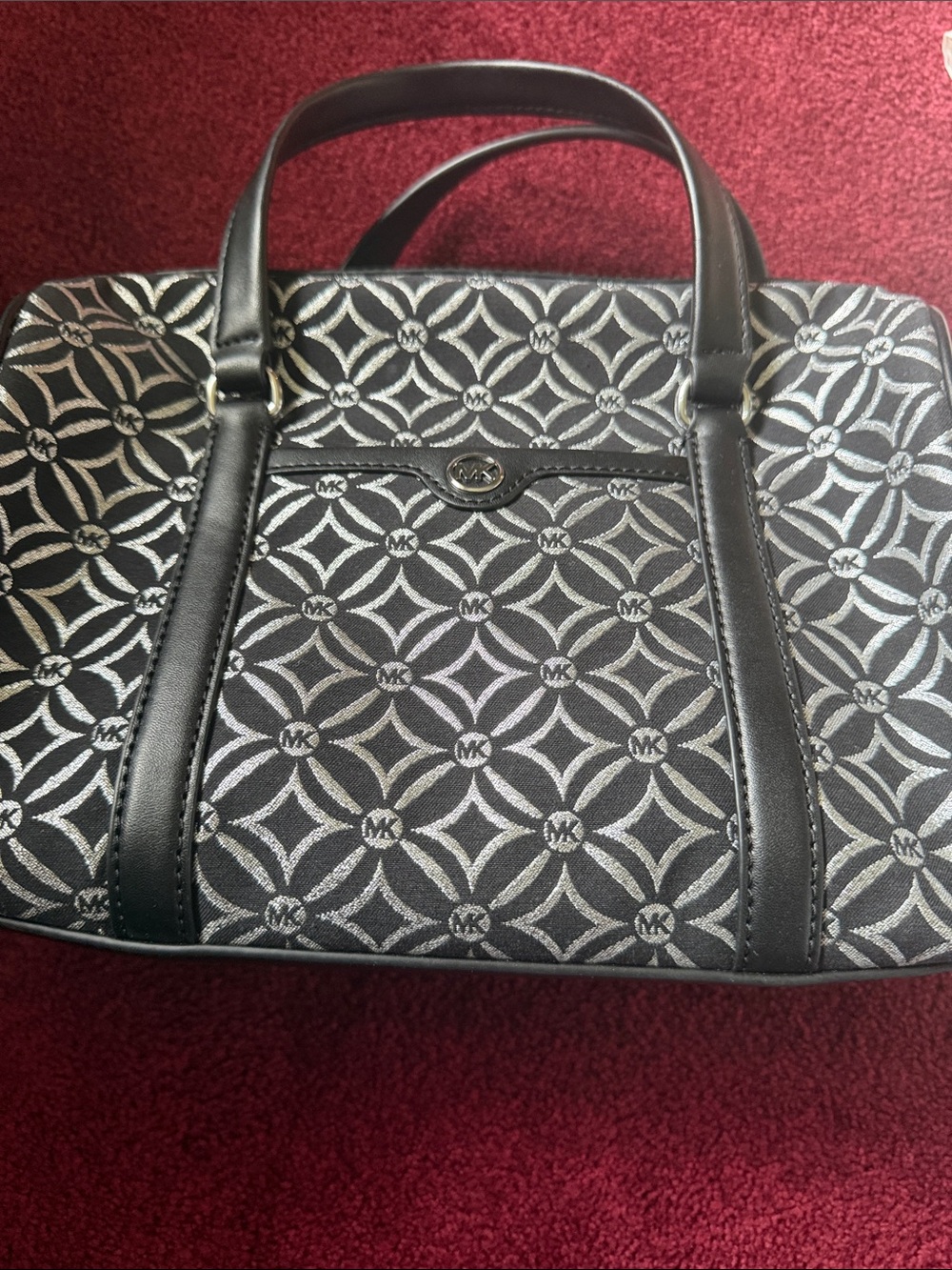Michael Kors Black and Gray Signature Circle Tote
